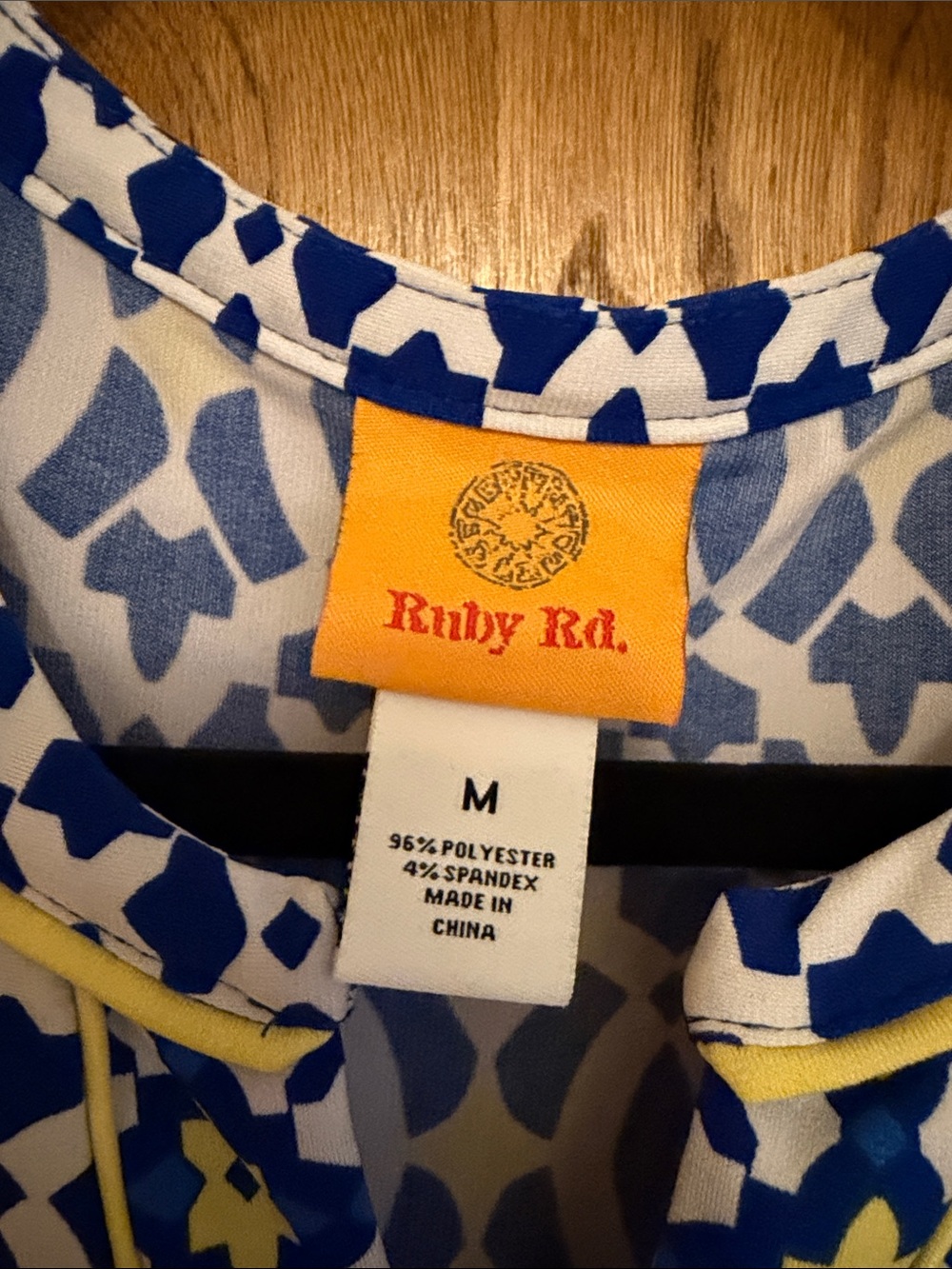 Ruby Rd. Blue, White & Yellow Geometric Tunic - Picture 3 of 6